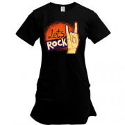 Подовжена футболка з написом Let`s rock